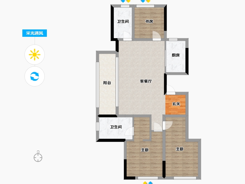 浙江省-宁波市-臻和院-93.75-户型库-采光通风