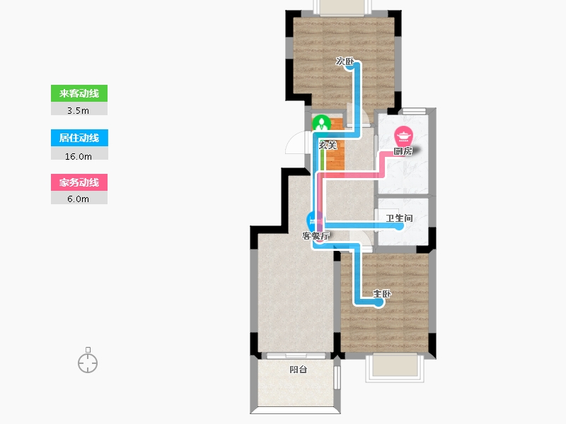 浙江省-宁波市-东城官邸-61.60-户型库-动静线