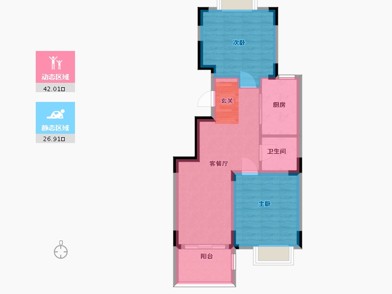 浙江省-宁波市-东城官邸-61.60-户型库-动静分区