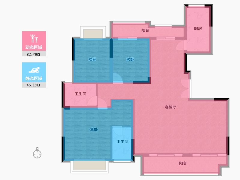 重庆-重庆市-首创·禧瑞山河-114.94-户型库-动静分区