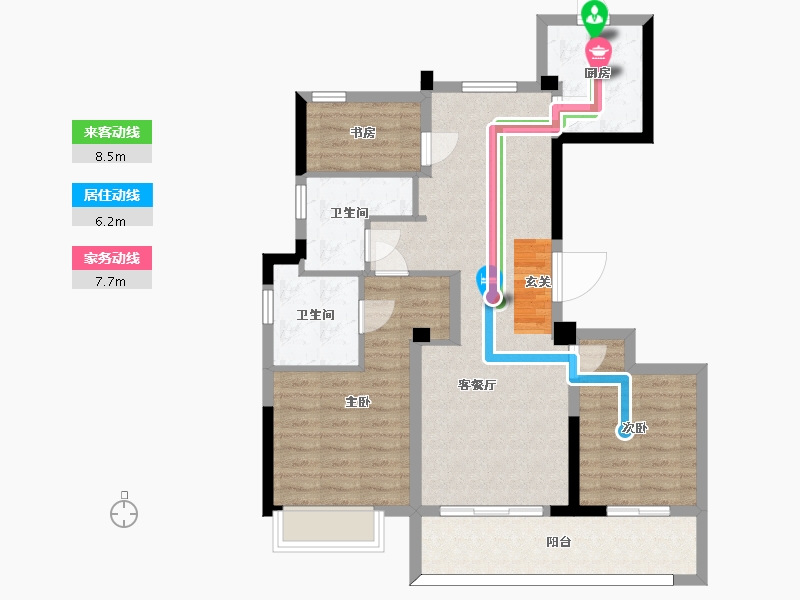 浙江省-宁波市-金地华章-86.40-户型库-动静线