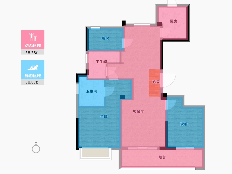 浙江省-宁波市-金地华章-86.40-户型库-动静分区