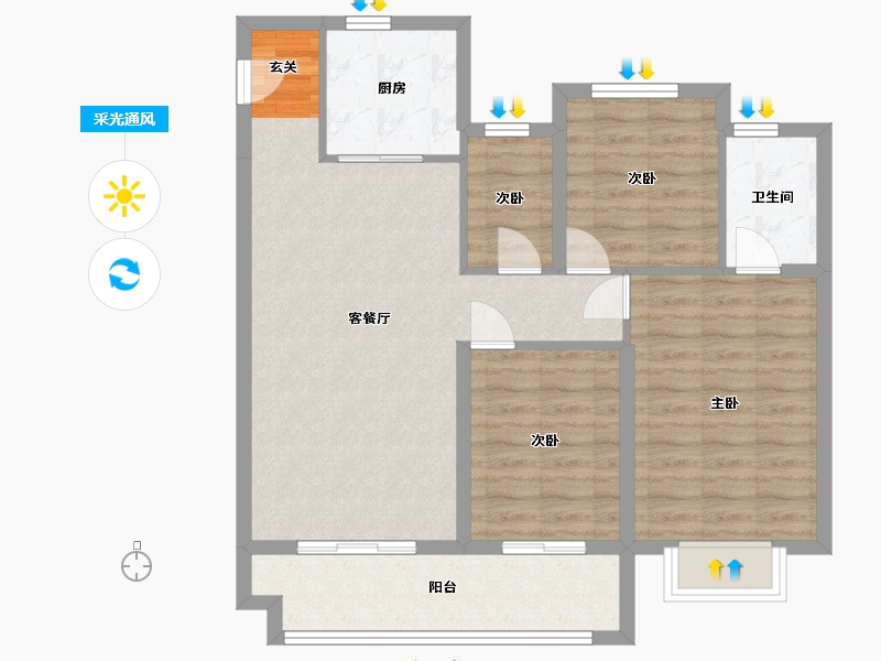 浙江省-宁波市-华鸿大发誉林府-86.49-户型库-采光通风