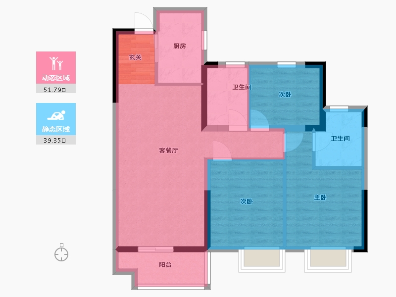 浙江省-宁波市-宁波宝龙一城-81.36-户型库-动静分区