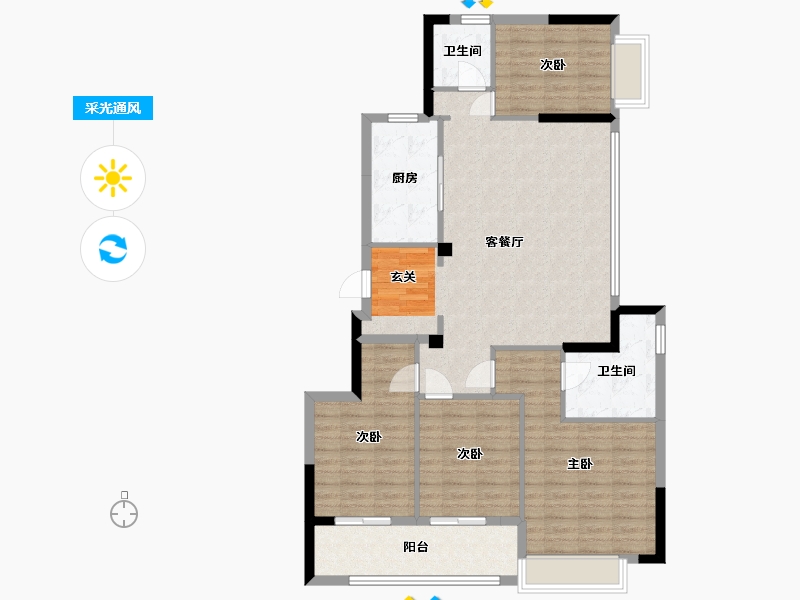 浙江省-宁波市-景瑞水印江山-110.53-户型库-采光通风