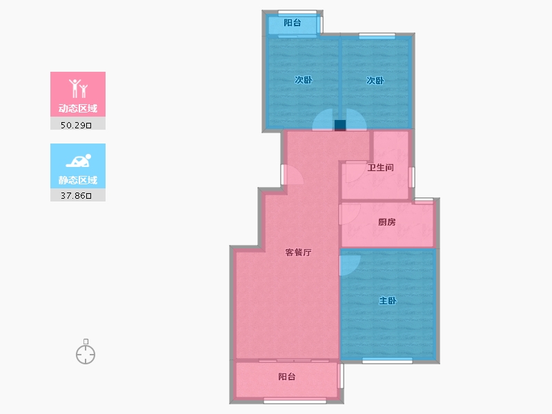 山东省-青岛市-唐岛湾-80.13-户型库-动静分区