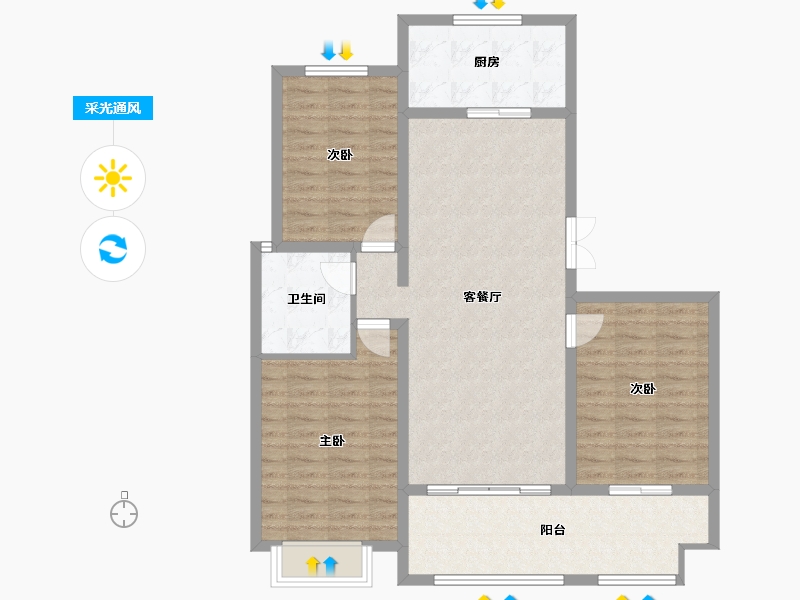 山东省-临沂市-山水龙城-102.05-户型库-采光通风