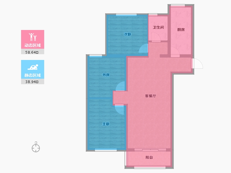 河北省-张家口市-滨河新城-87.40-户型库-动静分区