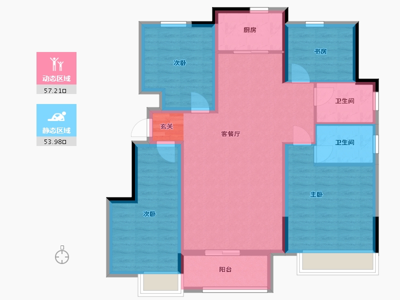 安徽省-合肥市-信达万振东方樾府-99.50-户型库-动静分区