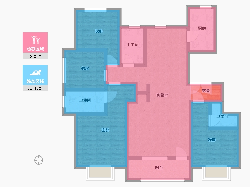 河北省-石家庄市-润江翡丽公馆-96.41-户型库-动静分区