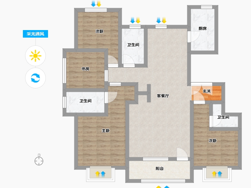 河北省-石家庄市-润江翡丽公馆-96.41-户型库-采光通风