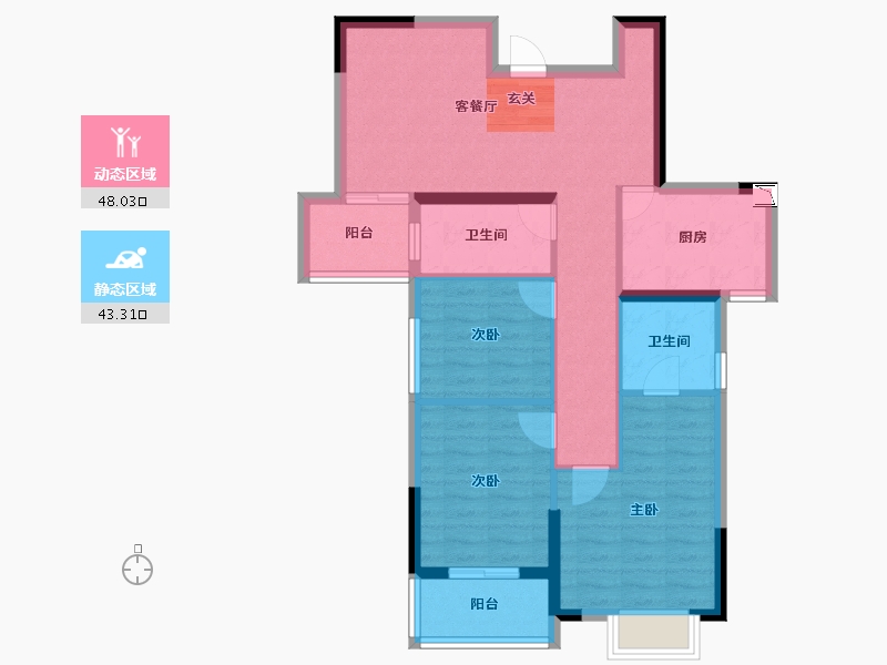 湖北省-孝感市-香港城2期-81.09-户型库-动静分区