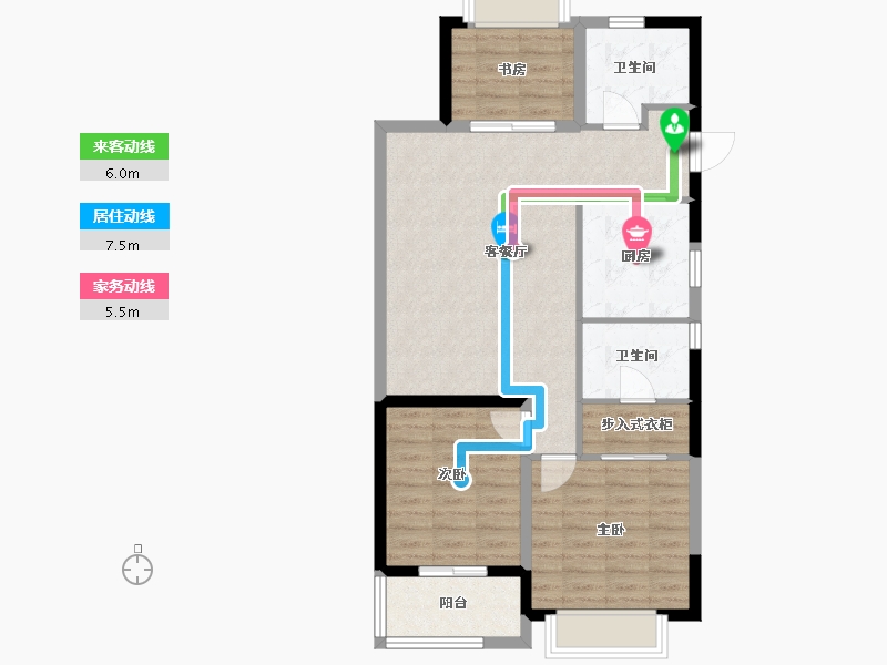 上海-上海市-万科启宸-82.55-户型库-动静线