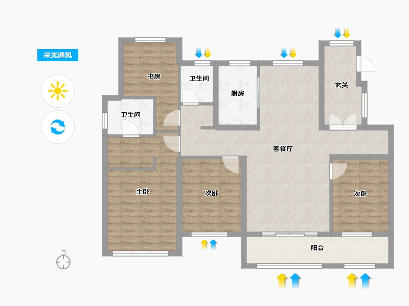 河南省-郑州市-云溪苑-114.19-户型库-采光通风