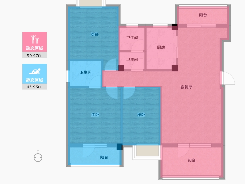 湖北省-黄冈市-罗田东方花园-95.18-户型库-动静分区