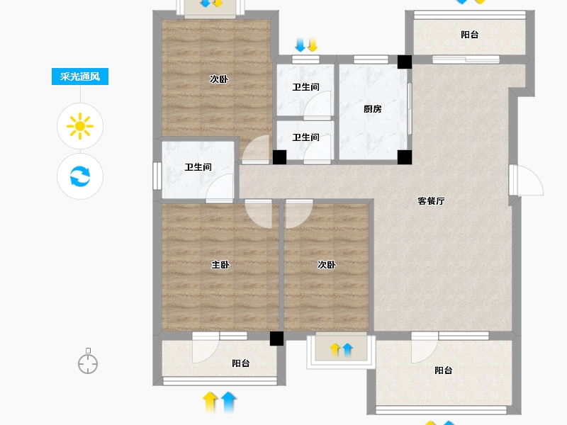 湖北省-黄冈市-罗田东方花园-95.18-户型库-采光通风