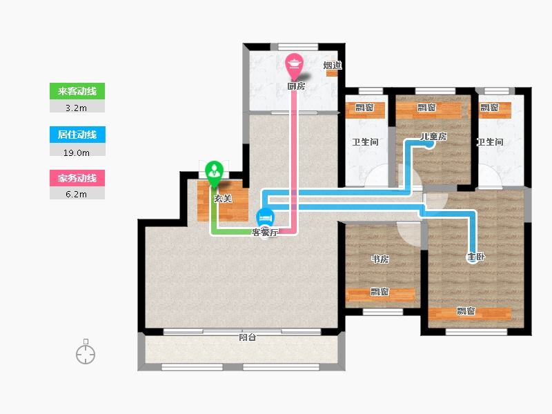 内蒙古自治区-呼和浩特市-铂悦府-101.00-户型库-动静线