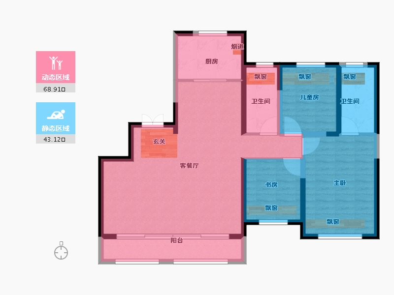 内蒙古自治区-呼和浩特市-铂悦府-101.00-户型库-动静分区