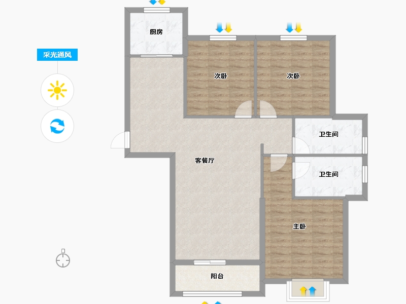 安徽省-滁州市-亿升观天下-101.07-户型库-采光通风