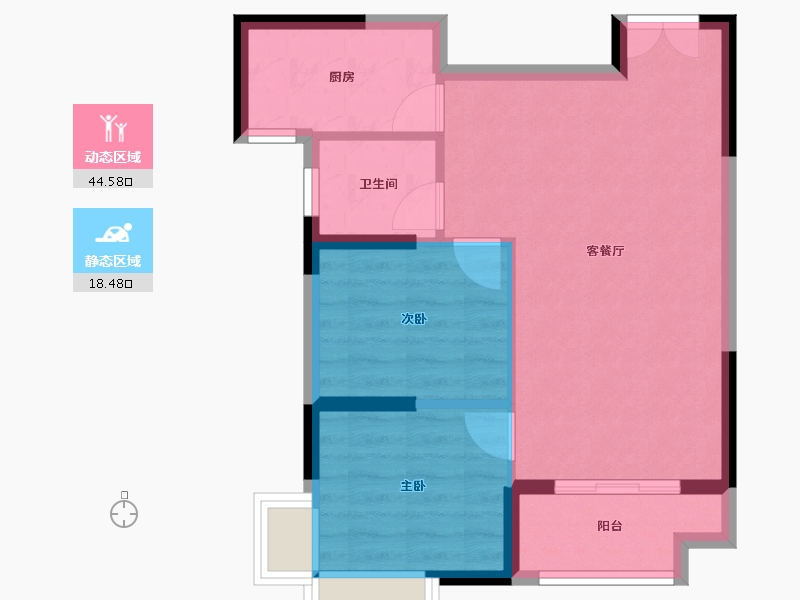 湖南省-长沙市-新世界柏樾-56.62-户型库-动静分区