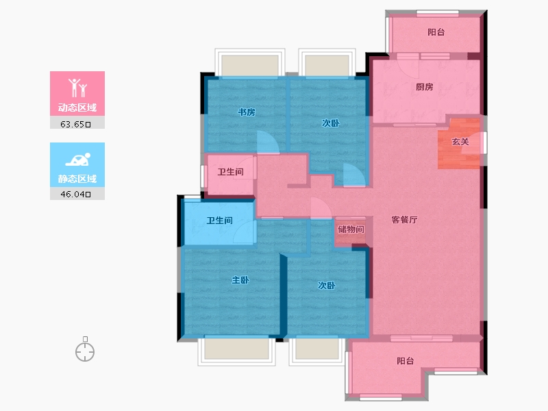 四川省-成都市-观岭国际社区翡翠湾-97.49-户型库-动静分区