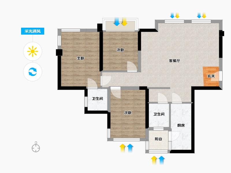 四川省-成都市-奥园棠�h府-84.57-户型库-采光通风