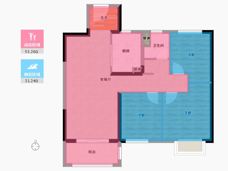 江苏省-南京市-银城孔雀城・天荟-75.88-户型库-动静分区