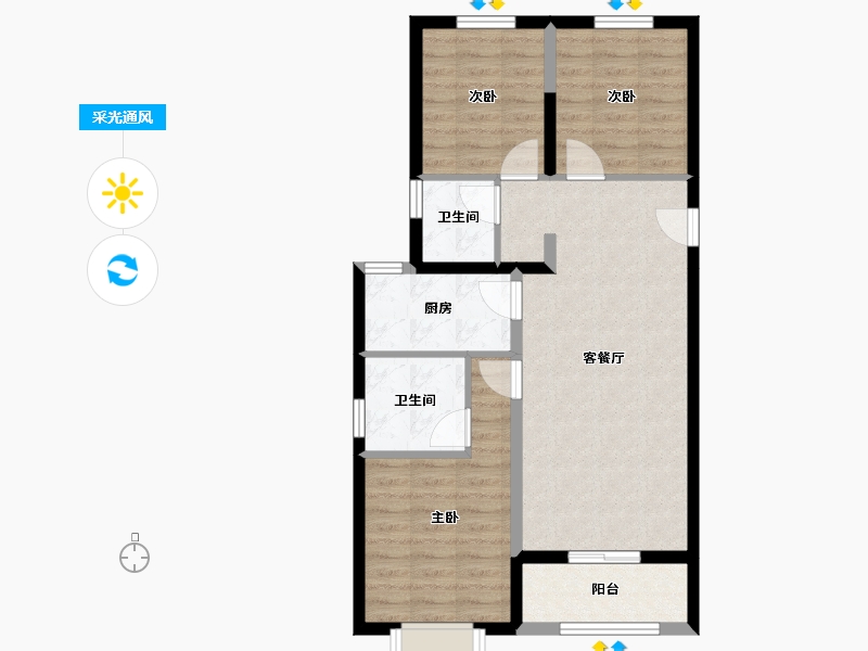 河北省-衡水市-蓝光雍锦半岛-73.49-户型库-采光通风