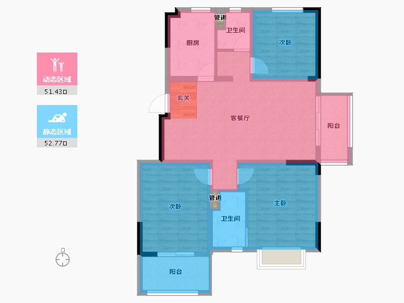 江苏省-南京市-中交锦�m荟-93.84-户型库-动静分区