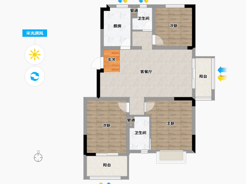 江苏省-南京市-中交锦�m荟-93.84-户型库-采光通风