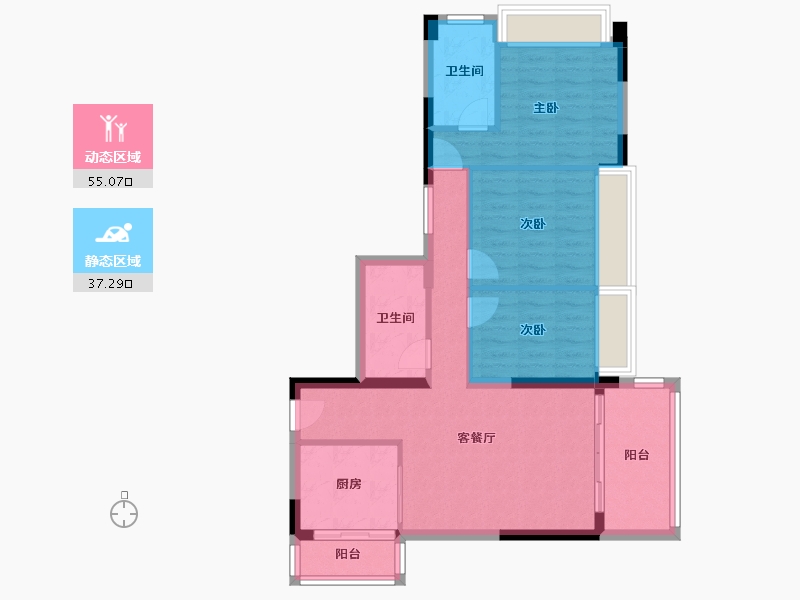 贵州省-六盘水市-柏悦府-82.64-户型库-动静分区