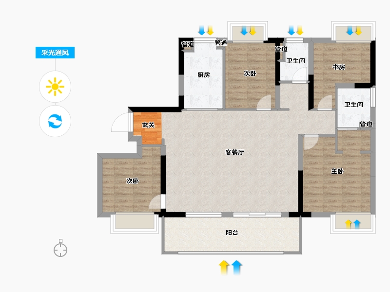 江苏省-南京市-金轮翠雍华庭-106.00-户型库-采光通风