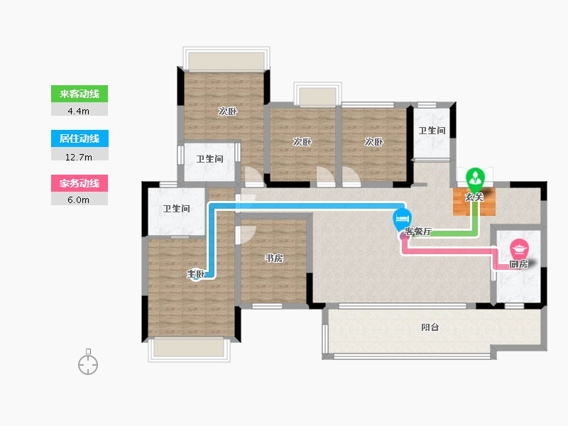 重庆-重庆市-华宇旭辉御�Z湖山-136.35-户型库-动静线