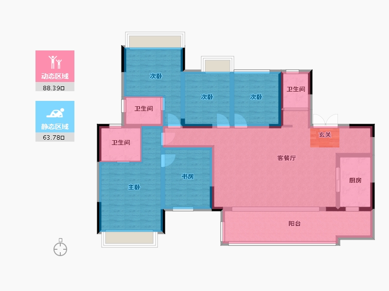 重庆-重庆市-华宇旭辉御�Z湖山-136.35-户型库-动静分区