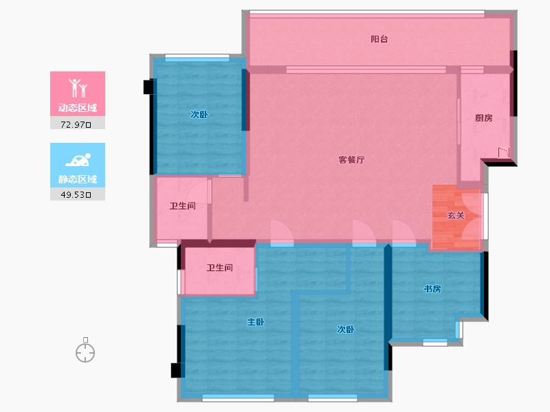 重庆-重庆市-万云府-110.63-户型库-动静分区