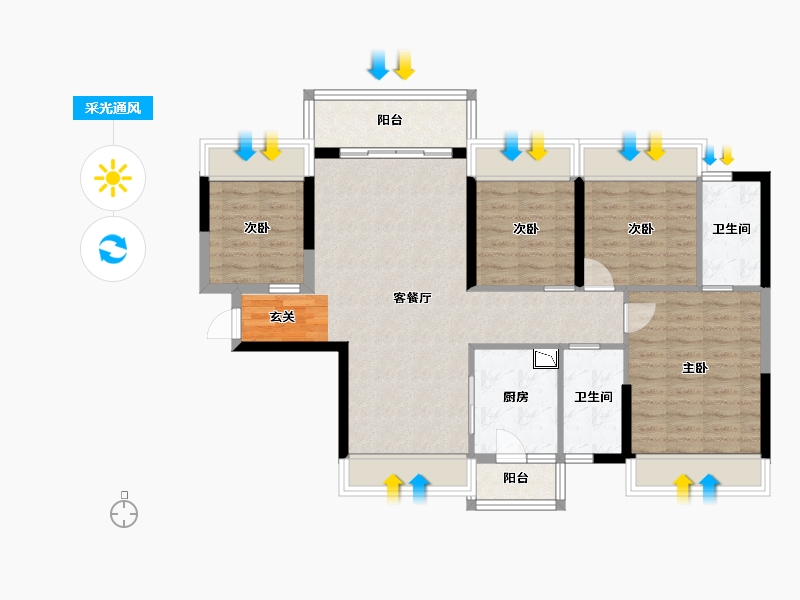 广东省-惠州市-海德花园-94.47-户型库-采光通风