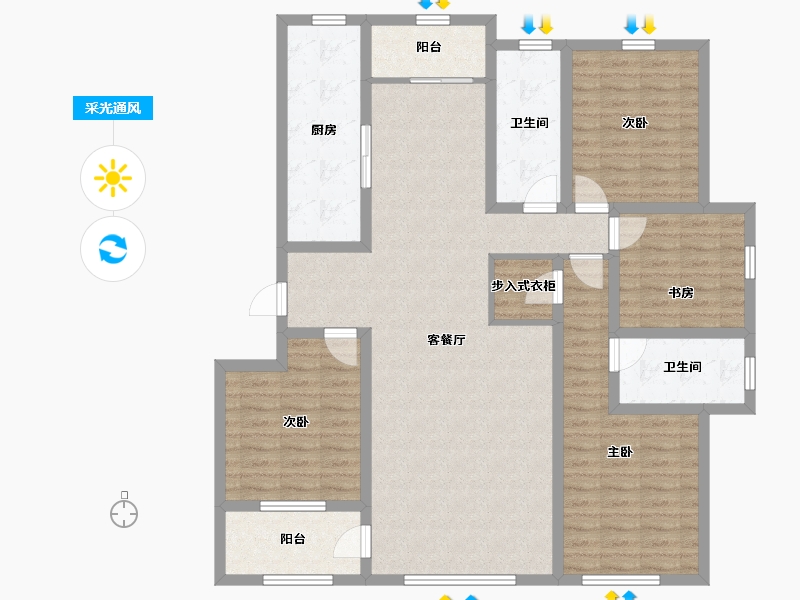 山东省-潍坊市-大观天下-128.70-户型库-采光通风