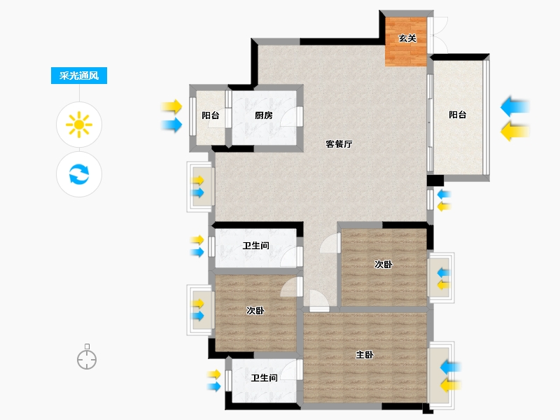 重庆-重庆市-金融街・两江融府-118.88-户型库-采光通风