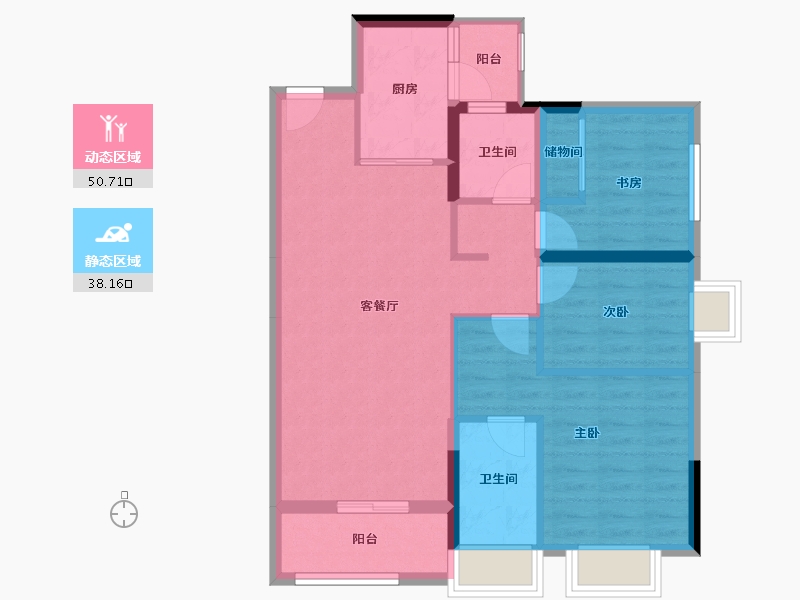 广东省-清远市-碧桂园半岛一号-79.15-户型库-动静分区