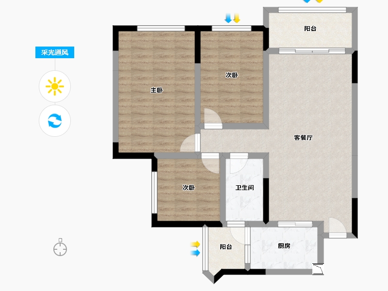 贵州省-毕节市-毕节盛世国际-88.65-户型库-采光通风