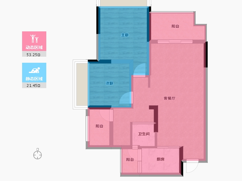 重庆-重庆市-飞洋西宸悦府-66.03-户型库-动静分区