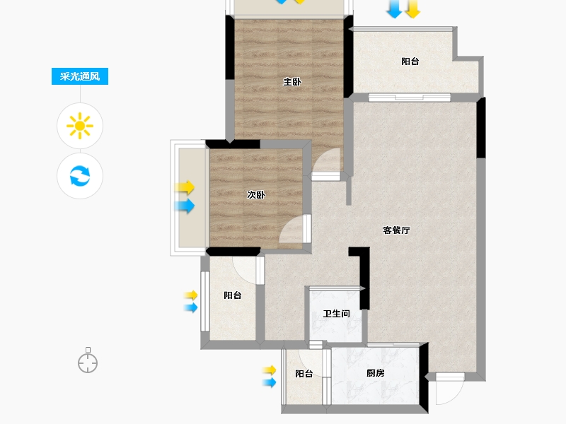 重庆-重庆市-飞洋西宸悦府-66.03-户型库-采光通风