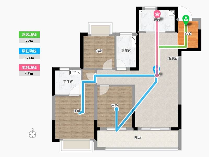 山东省-烟台市-锦麟融誉府-87.57-户型库-动静线