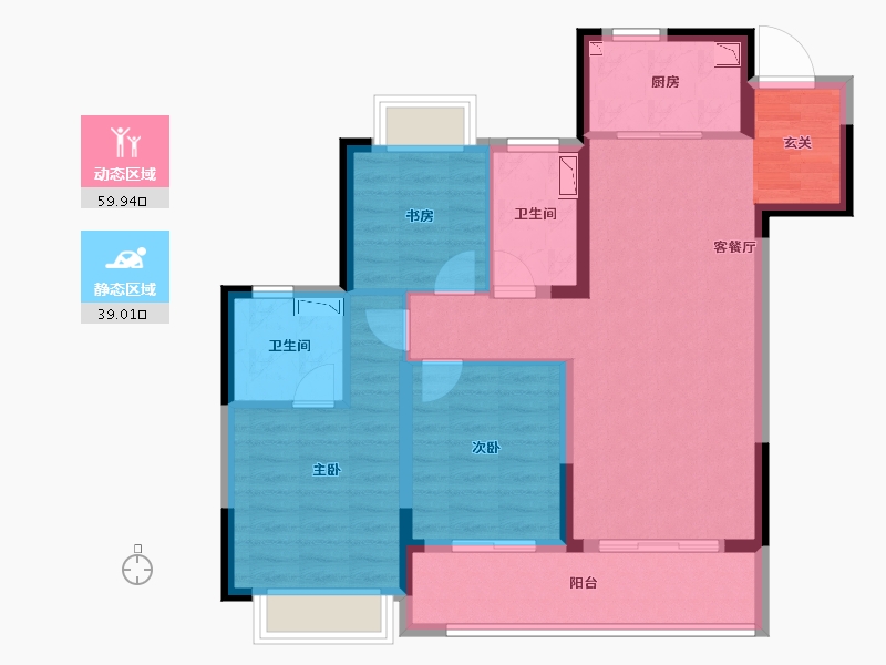 山东省-烟台市-锦麟融誉府-87.57-户型库-动静分区