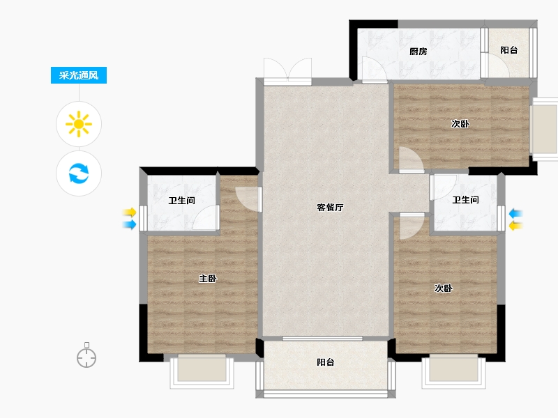 广西壮族自治区-南宁市-湖畔书院-94.38-户型库-采光通风