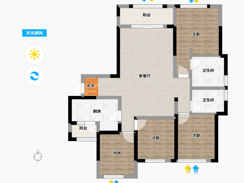 四川省-成都市-新景�Z歆府-96.23-户型库-采光通风