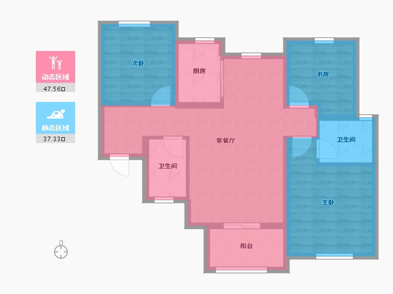 陕西省-西安市-龙记玖玺-75.13-户型库-动静分区