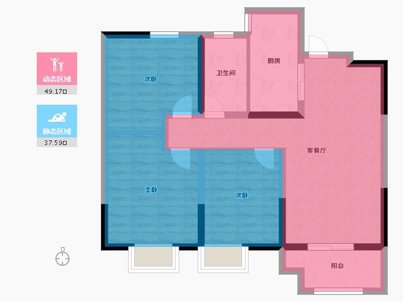 河南省-郑州市-旭辉有园-77.00-户型库-动静分区