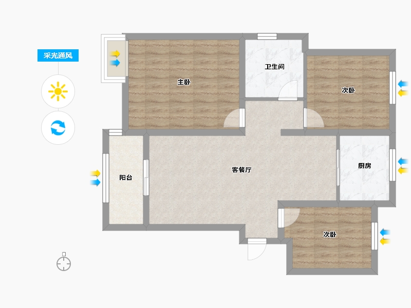 河南省-郑州市-鼎新家园-78.00-户型库-采光通风