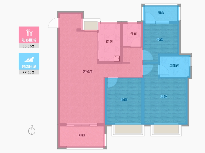 江苏省-镇江市-远洋香奈河畔-92.05-户型库-动静分区